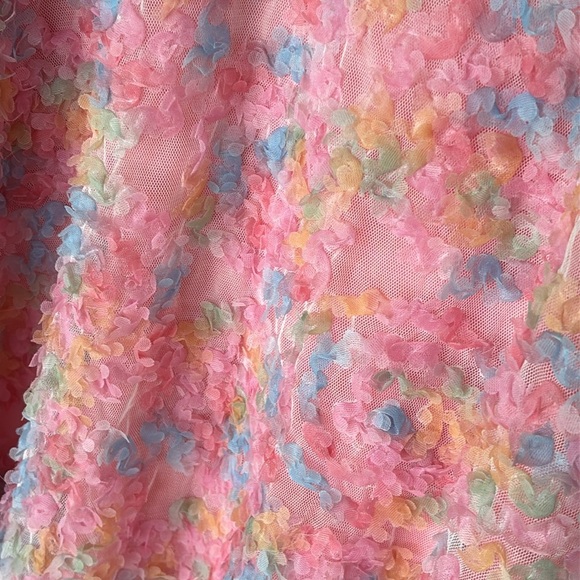 Brand New JODIFL Pink Rainbow Pastel Textured Floral Dress Babydoll Lined - Picture 8 of 15